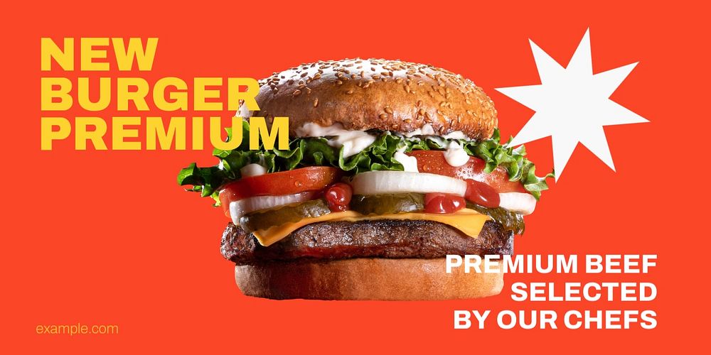 Burger restaurant Twitter post template, food branding