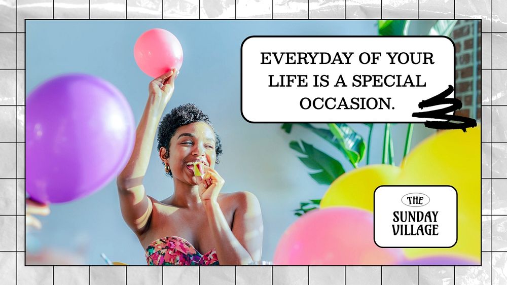 Party aesthetic blog banner template, Y2K grid design