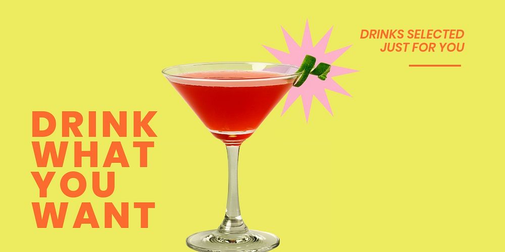 Colorful cocktail Twitter post template, drink what you want