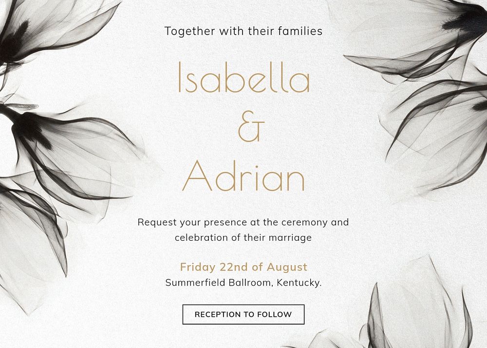 Aesthetic wedding invitation card template, editable design