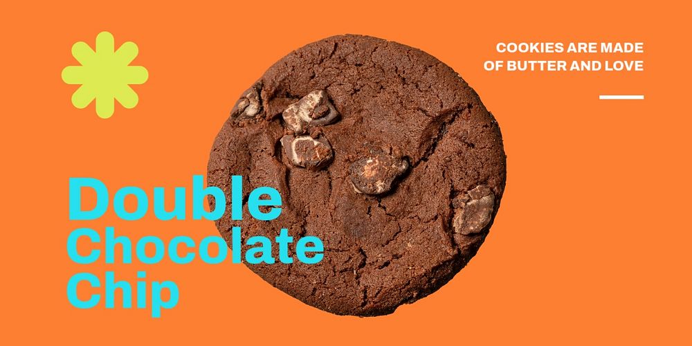 Chocolate cookie Twitter post template, dessert quote