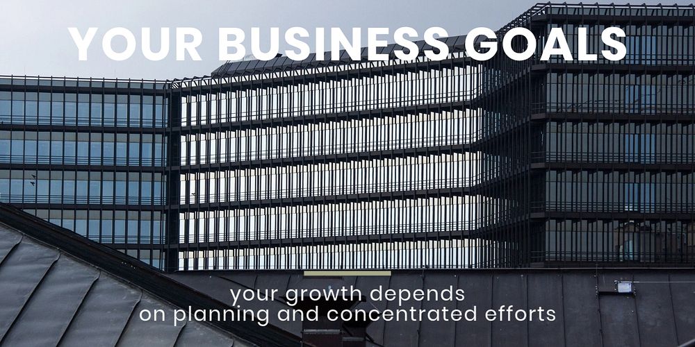 Office building Twitter post template, business goals