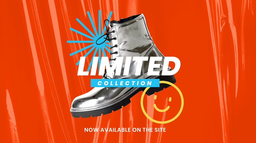 Funky fashion YouTube thumbnail template, limited collection ad