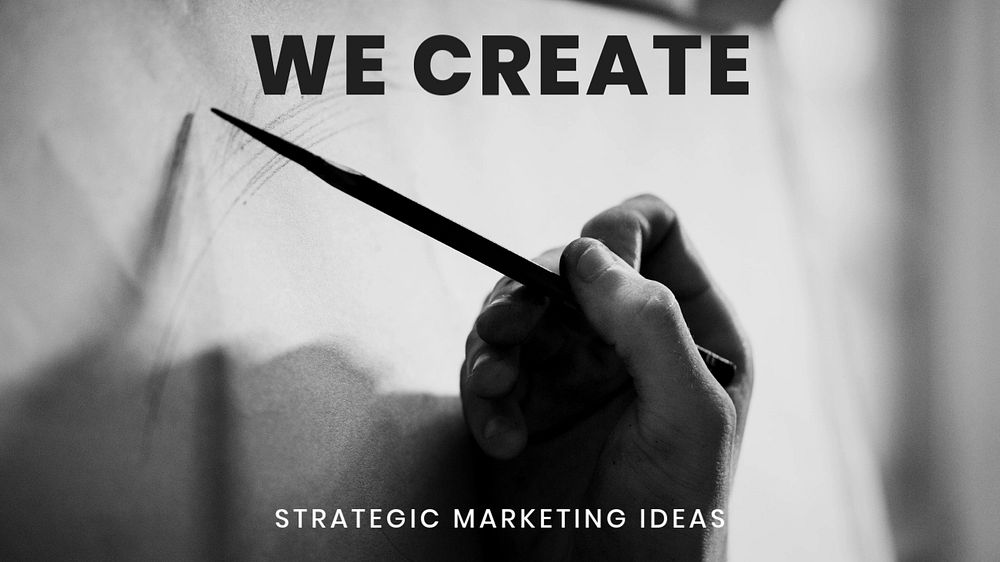 Marketing strategy blog banner template, black and white design