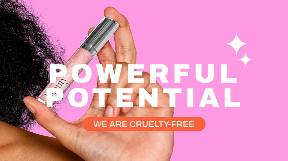 Cruelty-free makeup presentation editable template, business ad