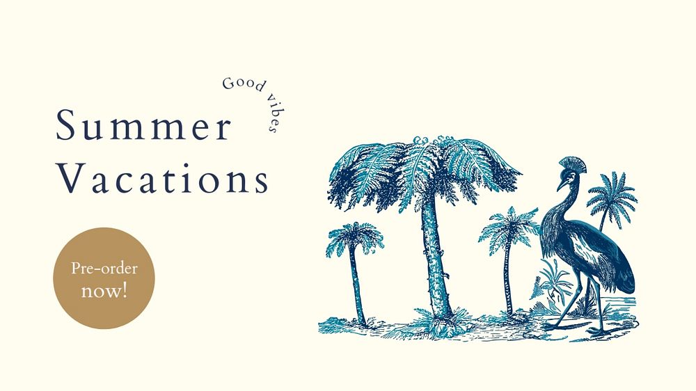 Summer vacation blog banner template, editable text