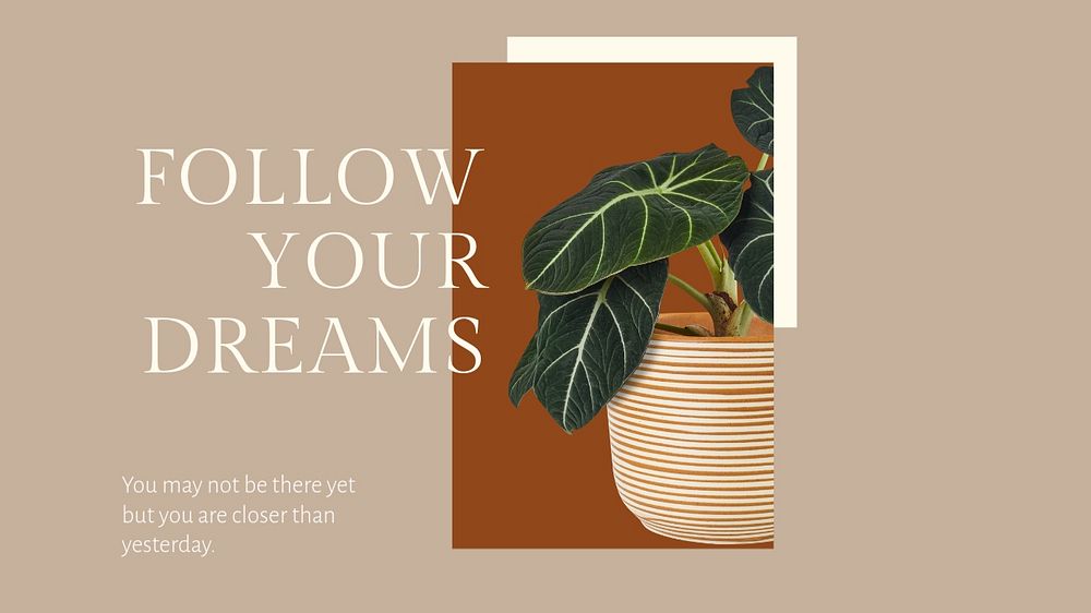 Life quote presentation editable template, houseplant design