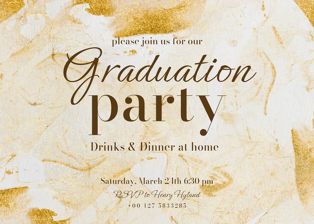 Graduation party invitation card template, editable design