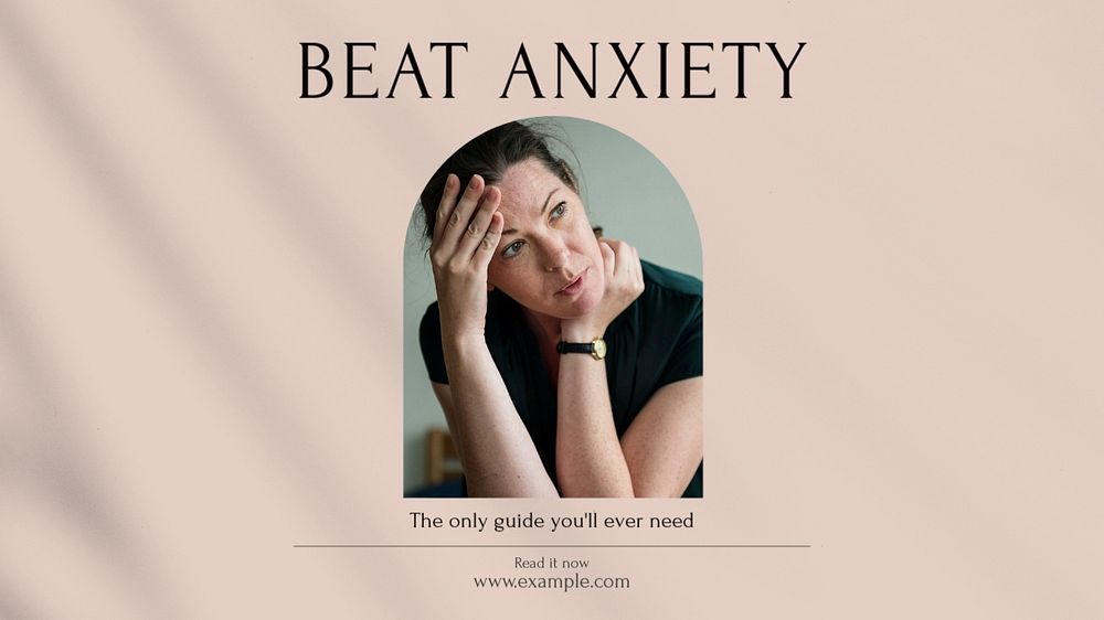 Beat anxiety blog banner template, editable design