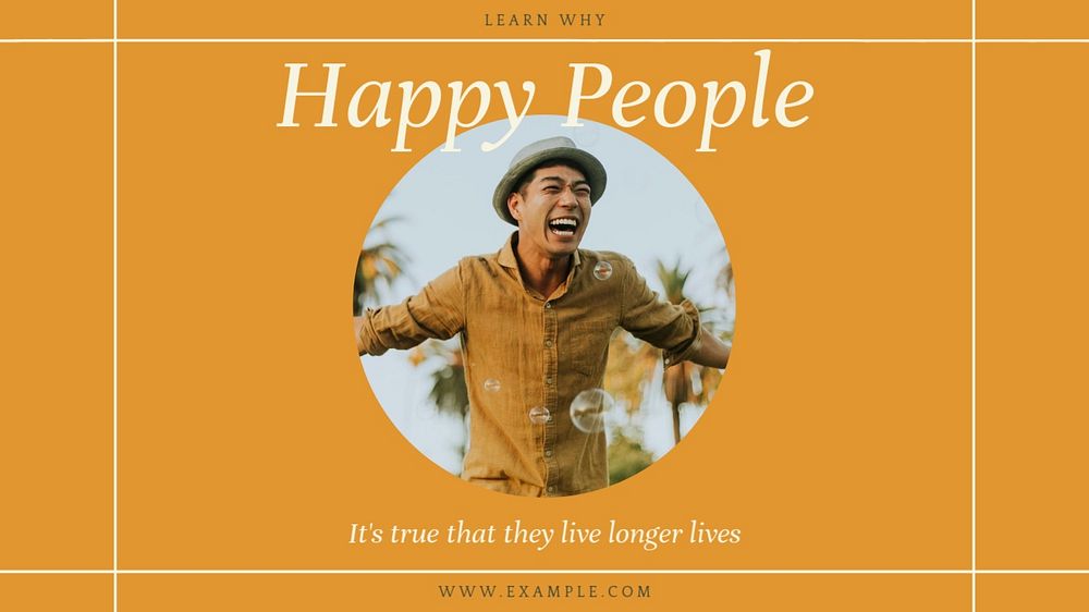 Happy people blog banner template, editable design