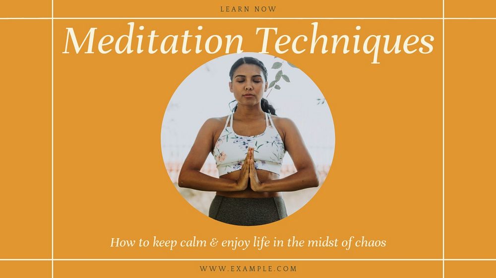 Meditation techniques blog banner template, editable design