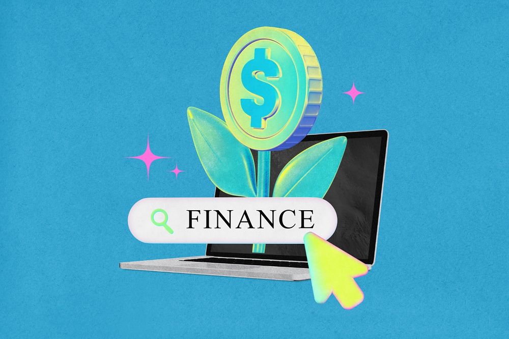 Finance word, editable online investment collage remix