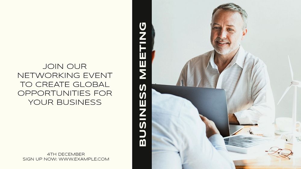 Business meeting blog banner template, editable design