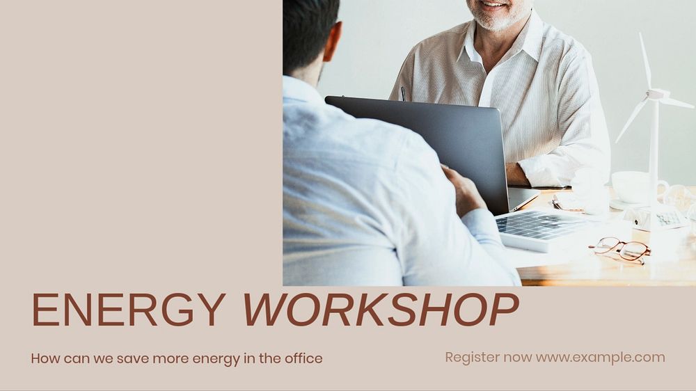 Energy workshop blog banner template, editable design