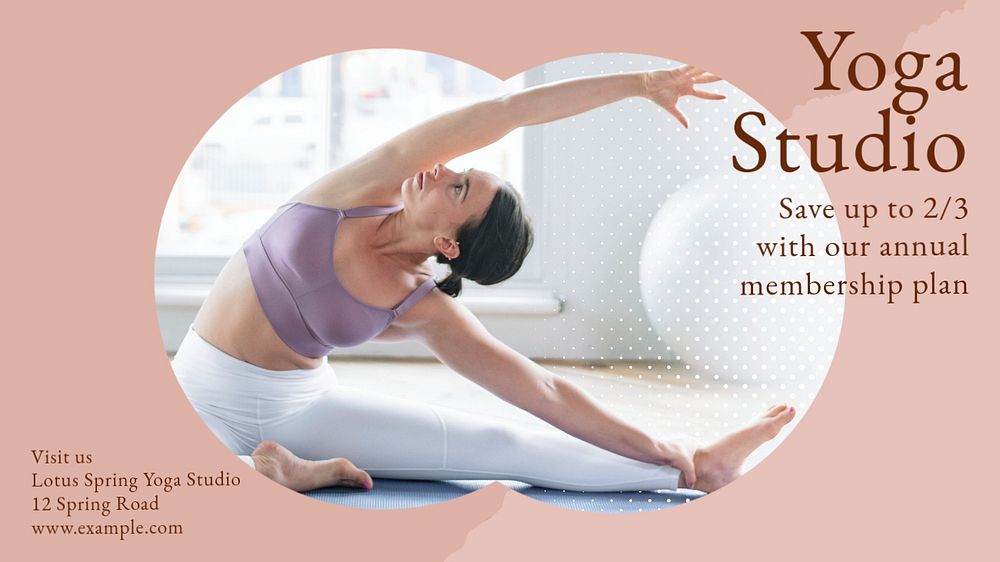 Yoga studio blog banner template, editable design