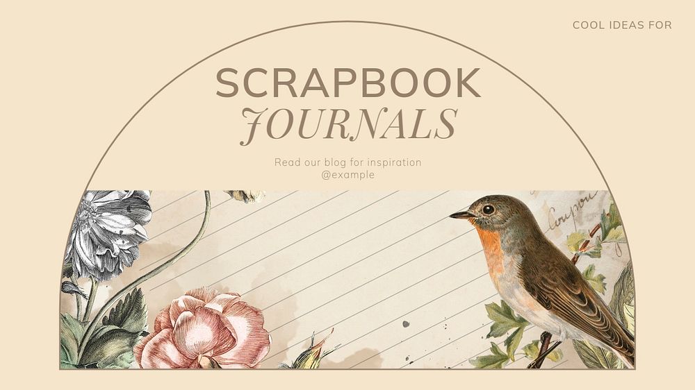 Scrapbook journals blog banner template, editable design