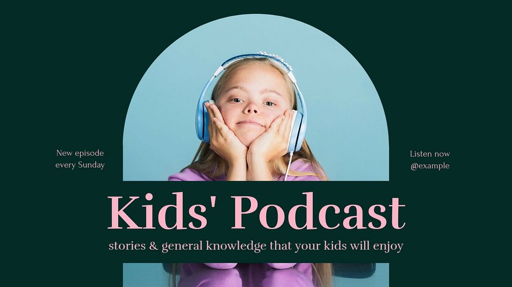 Kids' podcast blog banner template, editable design