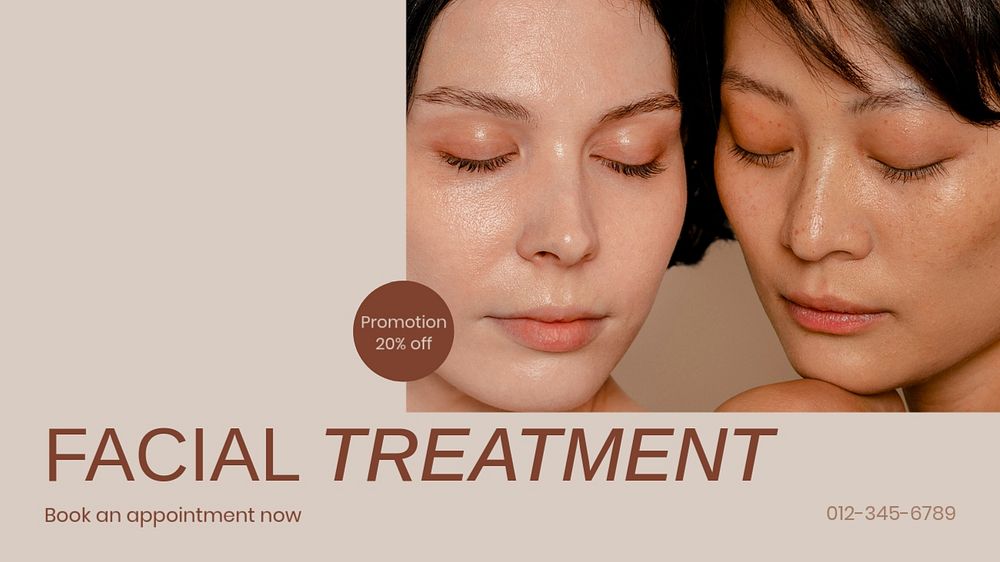 Facial treatment blog banner template, editable design