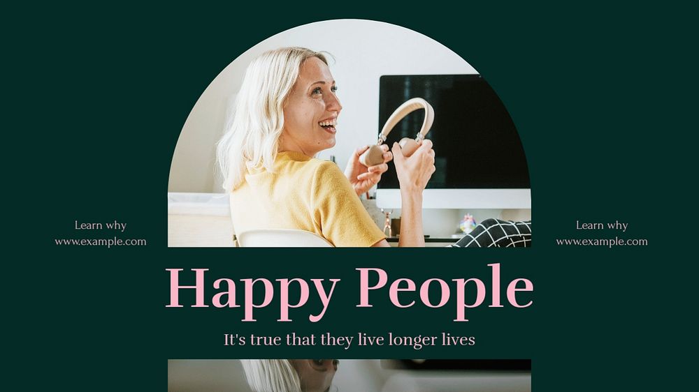 Happy people blog banner template, editable design