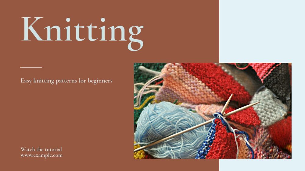 Knitting blog banner template, editable design