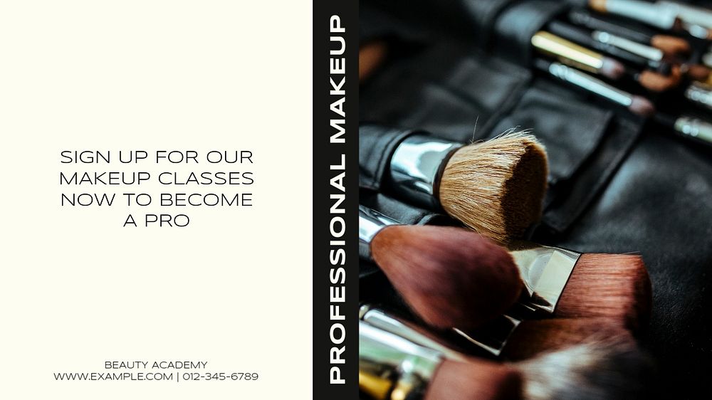 Professional makeup course blog banner template, editable design