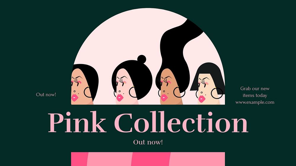 Pink collection blog banner template, editable design