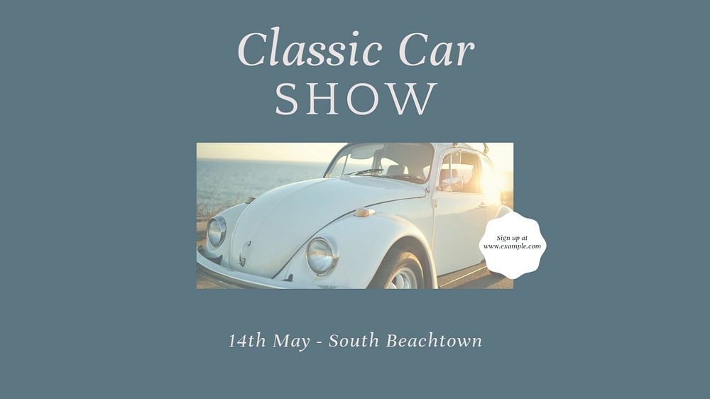 Classic car show blog banner template, editable design