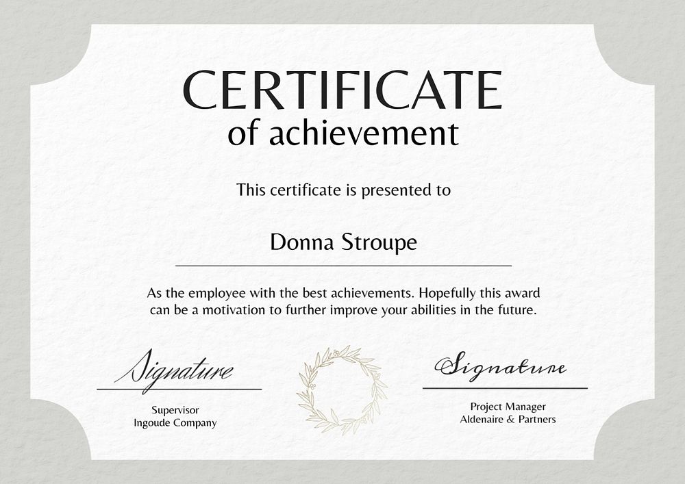 Certificate of achievement