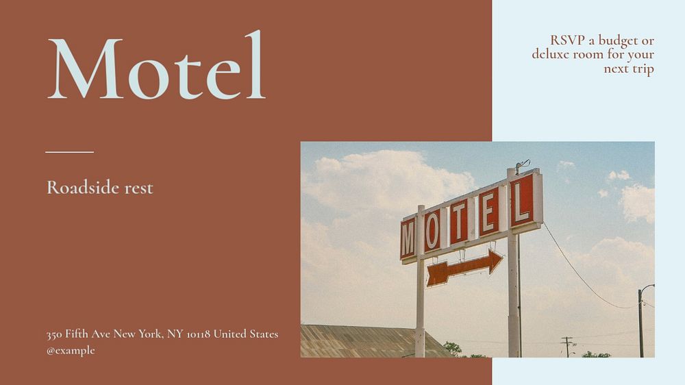 Motel blog banner template, editable design