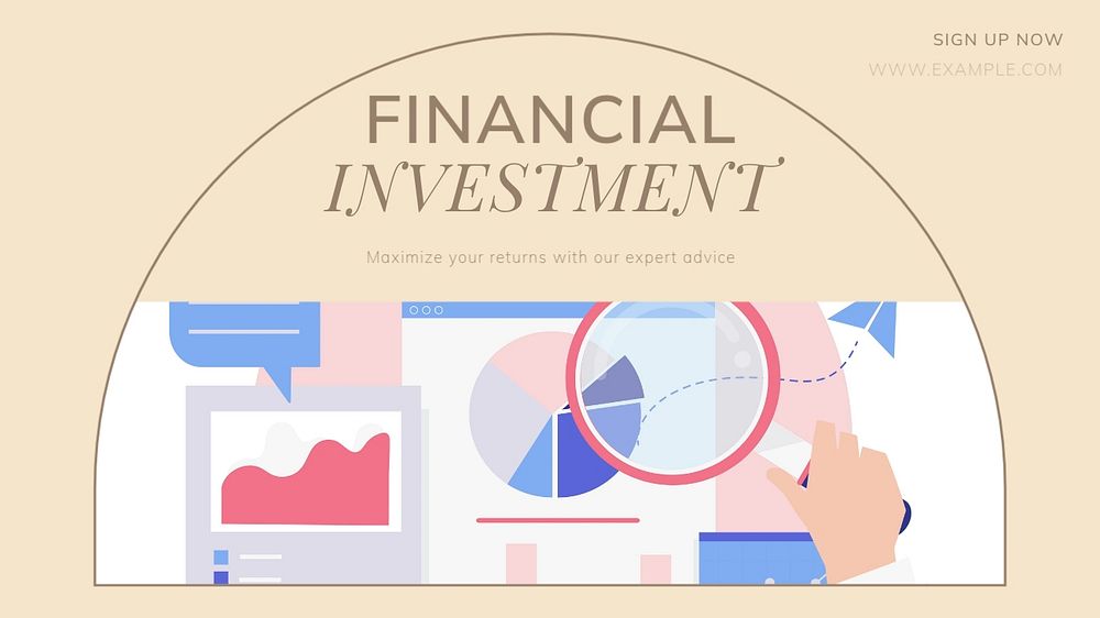 Financial investment blog banner template, editable design