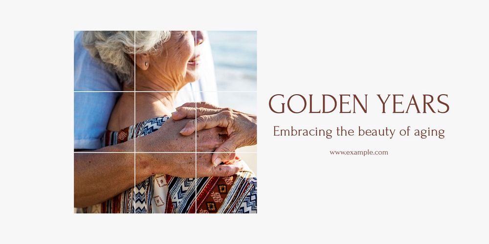 Golden years Twitter ad template, editable text