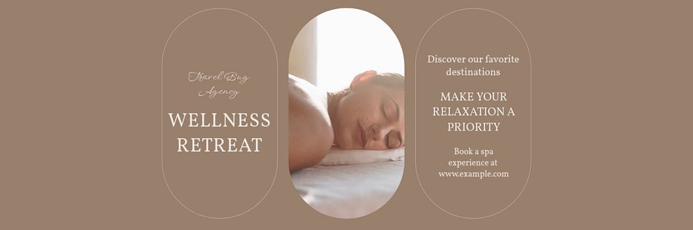 Wellness retreat email header template, editable text