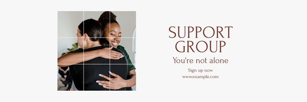 Emotional support group email header template, editable text