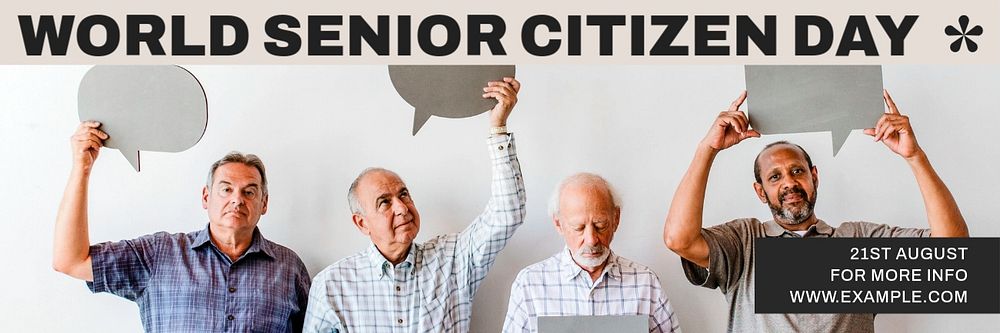 Senior citizen day email header template, editable text