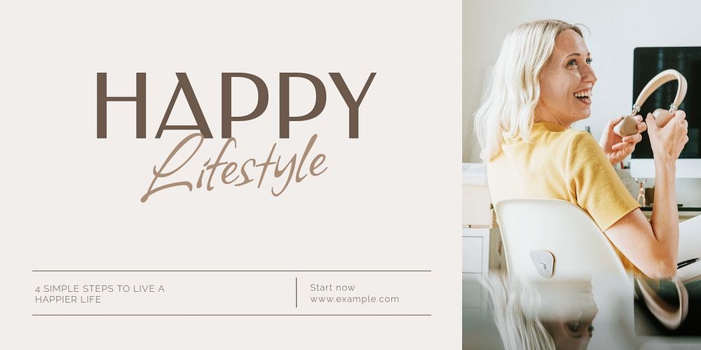 Happy lifestyle Twitter ad template, editable text