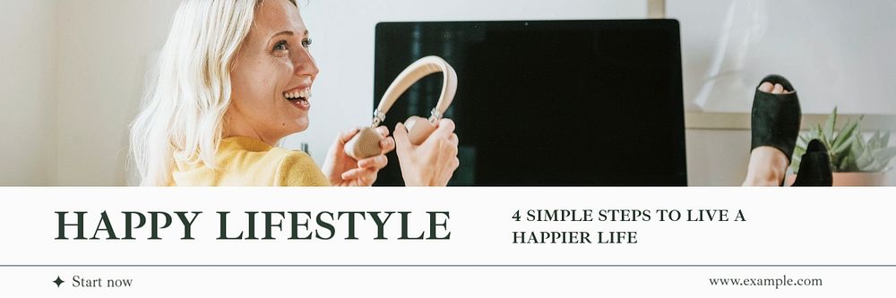 Happy lifestyle email header template, editable text