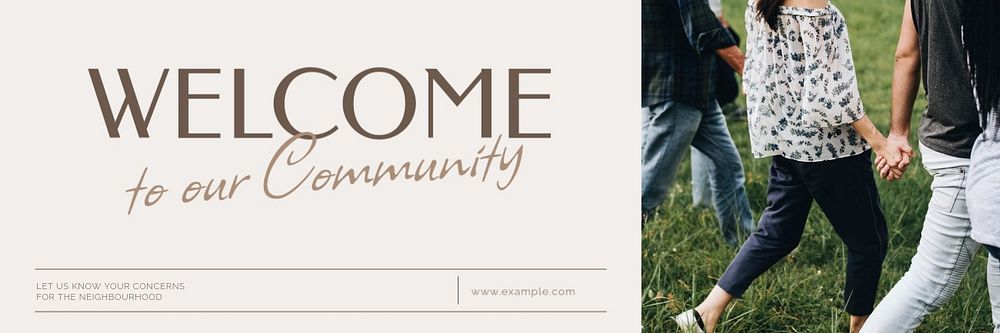 Welcome email header template, editable text