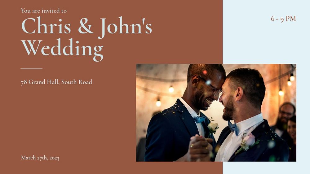 LGBT wedding blog banner template, editable design