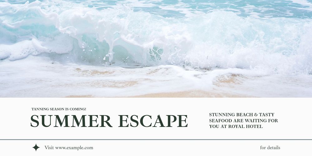 Summer escape Twitter ad template, editable text