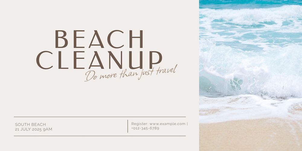 Beach cleanup Twitter ad template, editable text