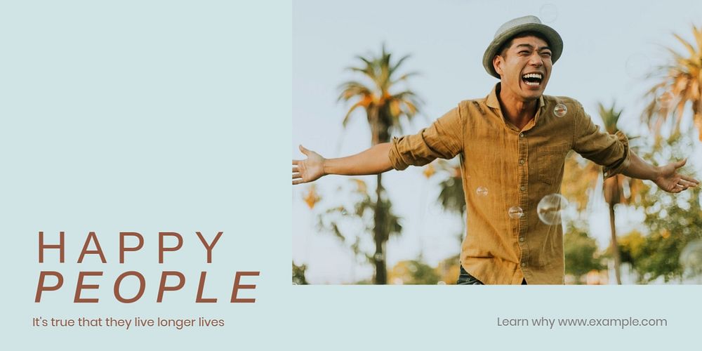 Happy people Twitter ad template, editable text