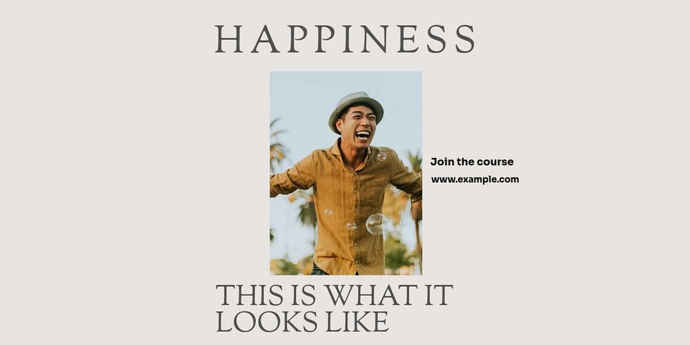 Happiness Twitter ad template, editable text