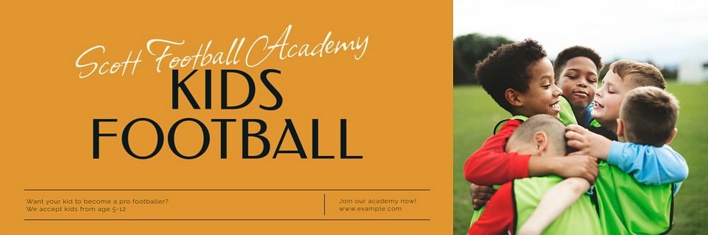 Kids football email header template, editable text