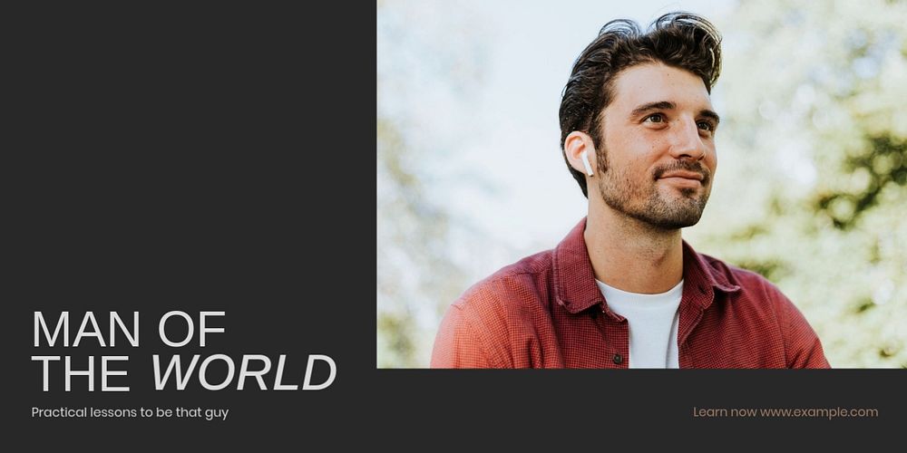 Man of world Twitter ad template, editable text