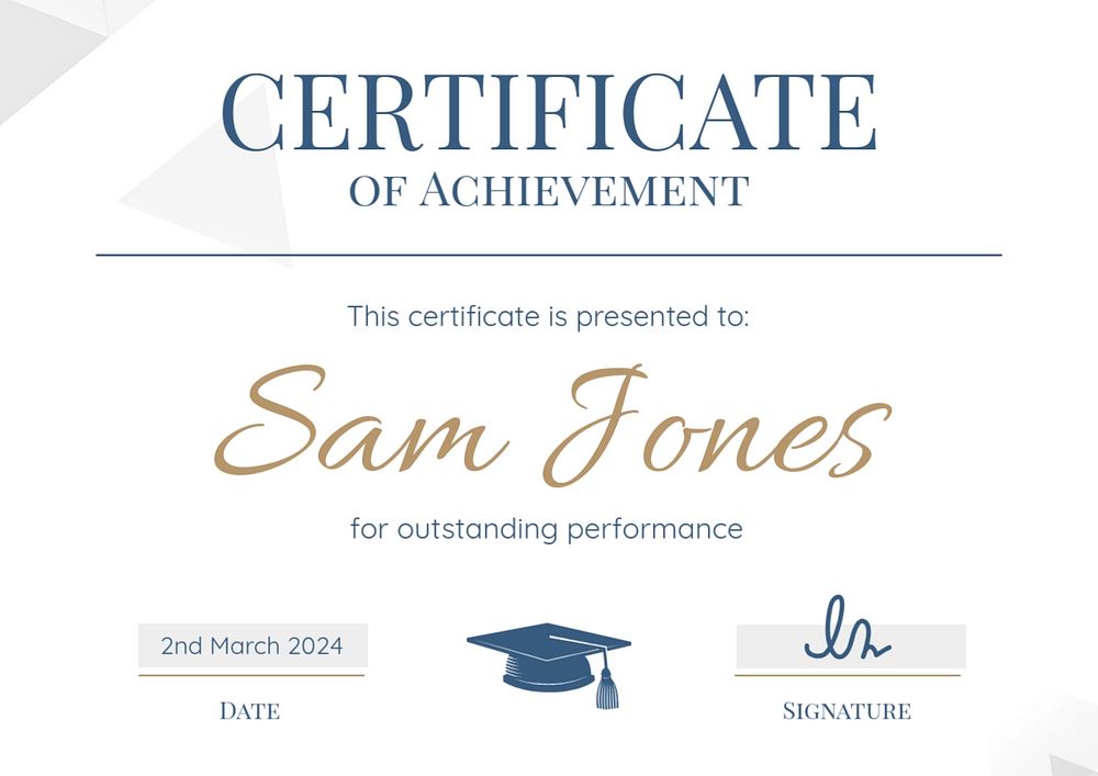 Certificate of achievement