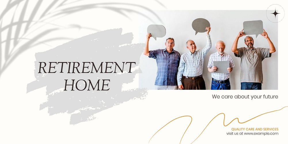 Retirement home Twitter ad template, editable text