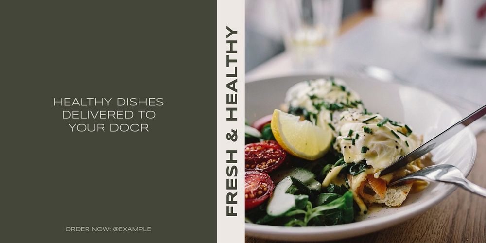 Fresh & healthy food Twitter ad template, editable text