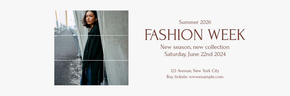 Fashion week email header template, editable text