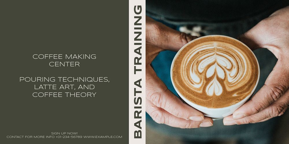 Barista training Twitter ad template, editable text