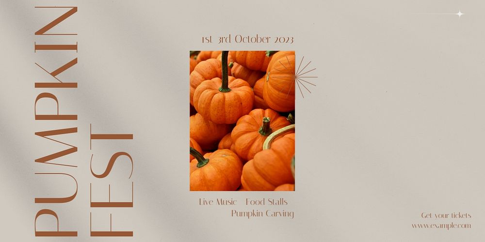 Pumpkin fest Twitter ad template, editable text